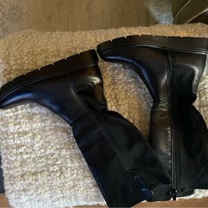 Black Leather Knee-High Boots